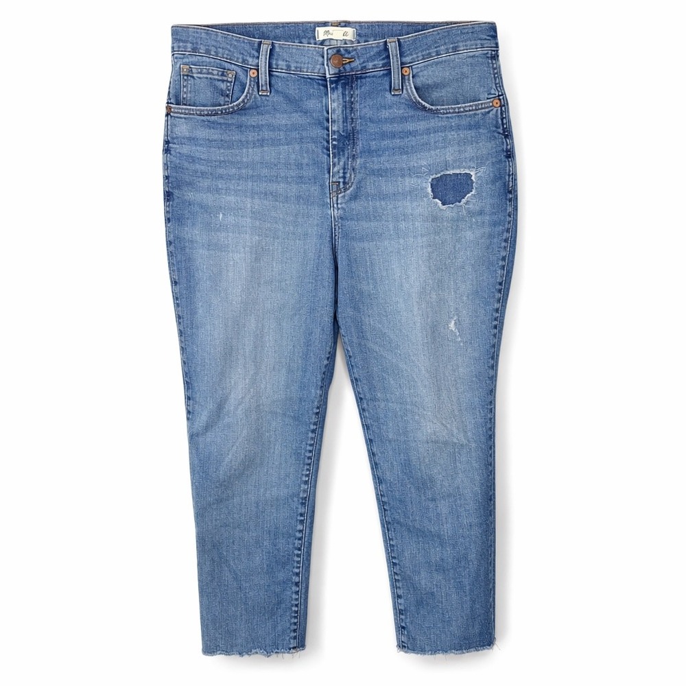 Madewell The Perfect Vintage Jeans Womens 34P Light Wash Distressed Crop Raw Hem